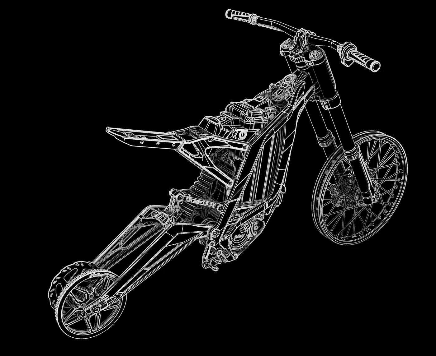 Original black and white design wireframe of the Light Bee model